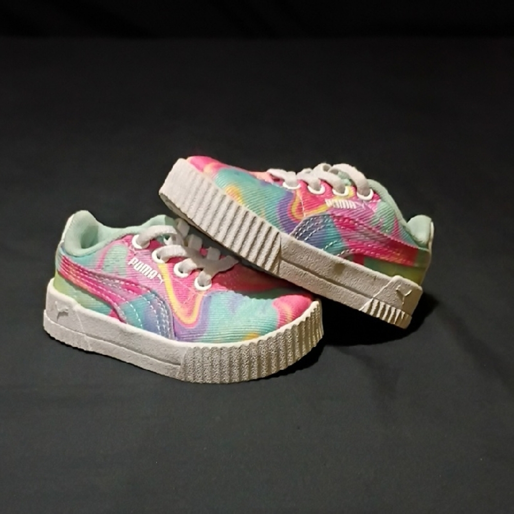 Puma Kids Pastel Tie-Dye Platform Sneakers - Pink, Blue & Mint